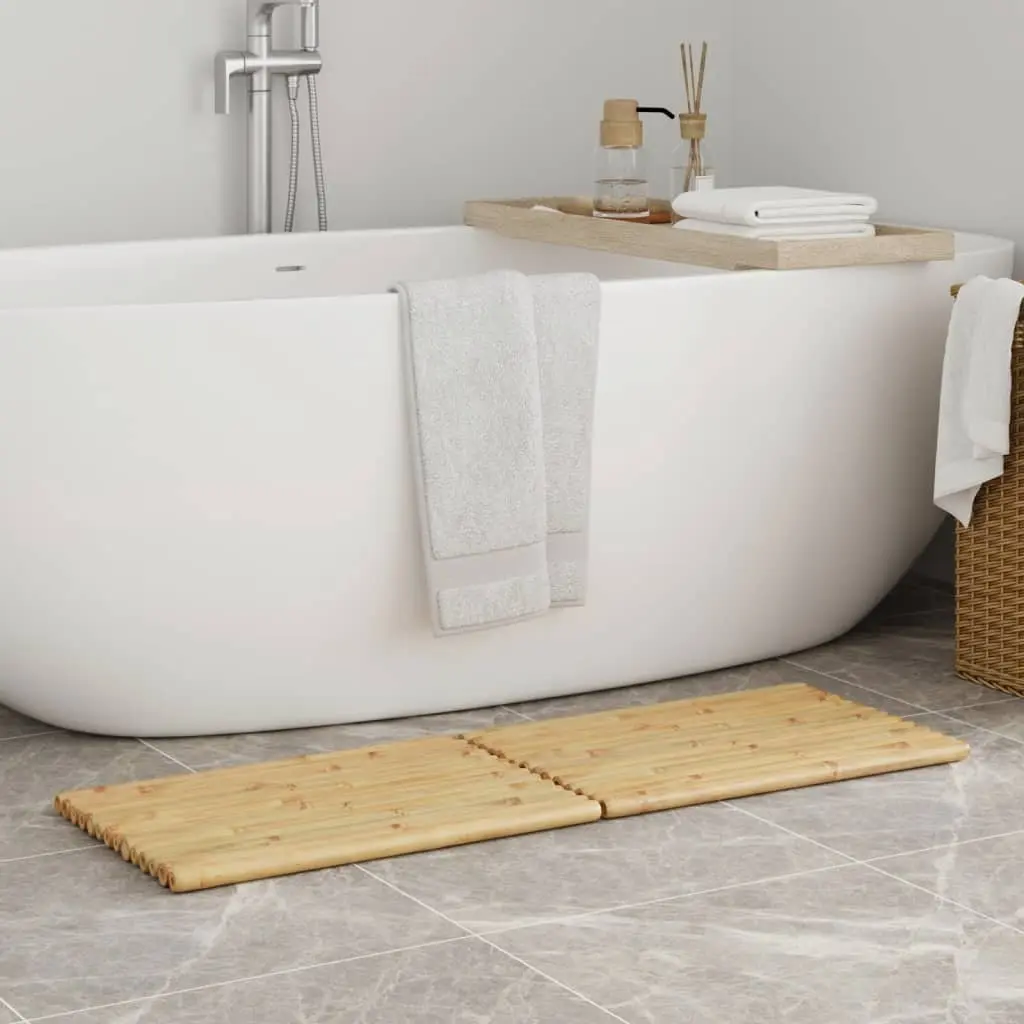 Bamboo Bath Mats 2 pcs 50x35 cm Brown Bathroom Shower Non-slip Floor Mat