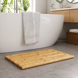 Bamboo Bath Mats 2 pcs 70x50 cm Brown Bathroom Shower Floor Mats Set