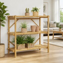 3-Tier Open Display Shelf 100x40x90 cm in Brown Bamboo