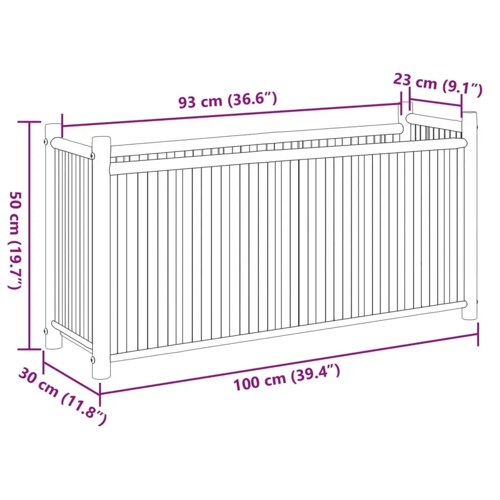 Bamboo Planter Box 100x30x50cm Raised Bed Durable Outdoor Garden Flowers Vegetables