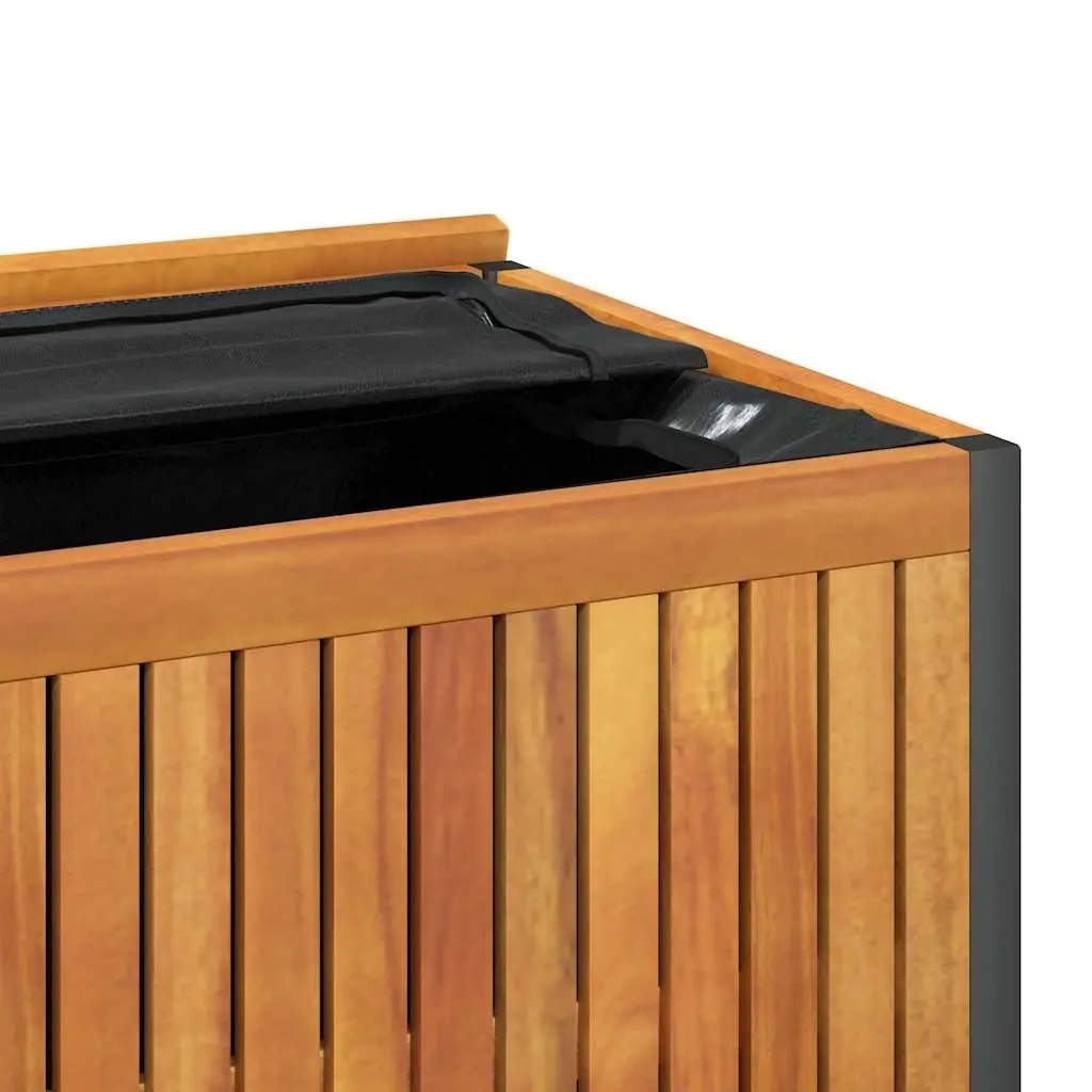 Outdoor Cushion Box 85x45x45 cm Acacia Wood Weather Resistant Storage with Steel Handle
