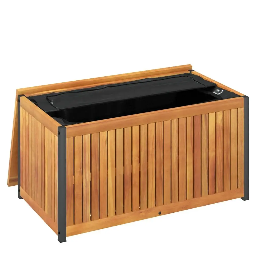 Outdoor Cushion Box 85x45x45 cm Acacia Wood Weather Resistant Storage with Steel Handle