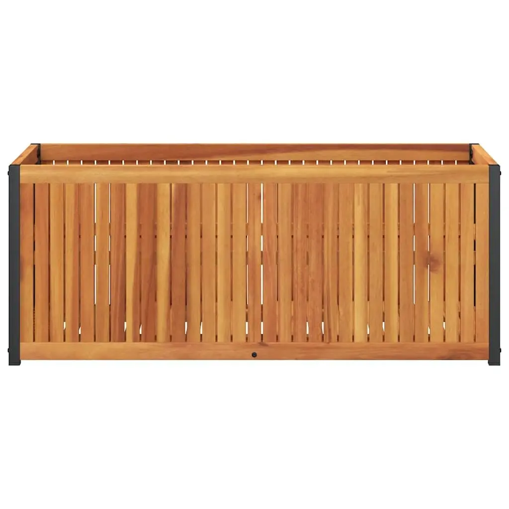 Garden Planter Box 110x45x44cm Wooden Acacia Steel Frame Outdoor Flower Pot