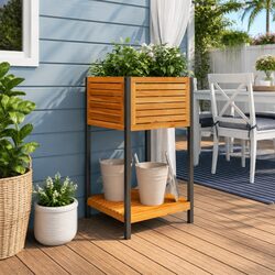 Stylish Wooden Flower Box with Shelf for Your Space