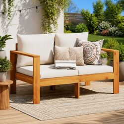 Stylish Brown Garden Sofa 2-Seater with Removable Cushions