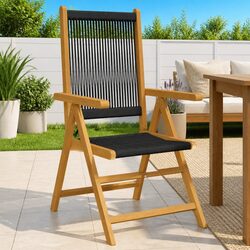2-Piece Foldable Reclining Outdoor Patio Chairs in Black
