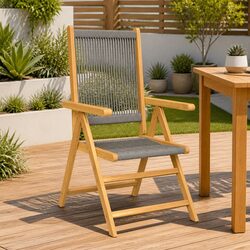 Garden Chairs 2 pcs Grey Outdoor Seating Foldable Reclining Relax Patio