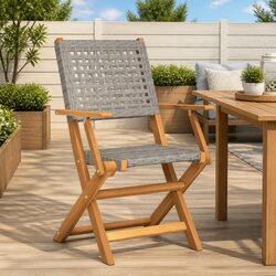 Outdoor Seating - 2 Foldable Grey Acacia Wood Chairs