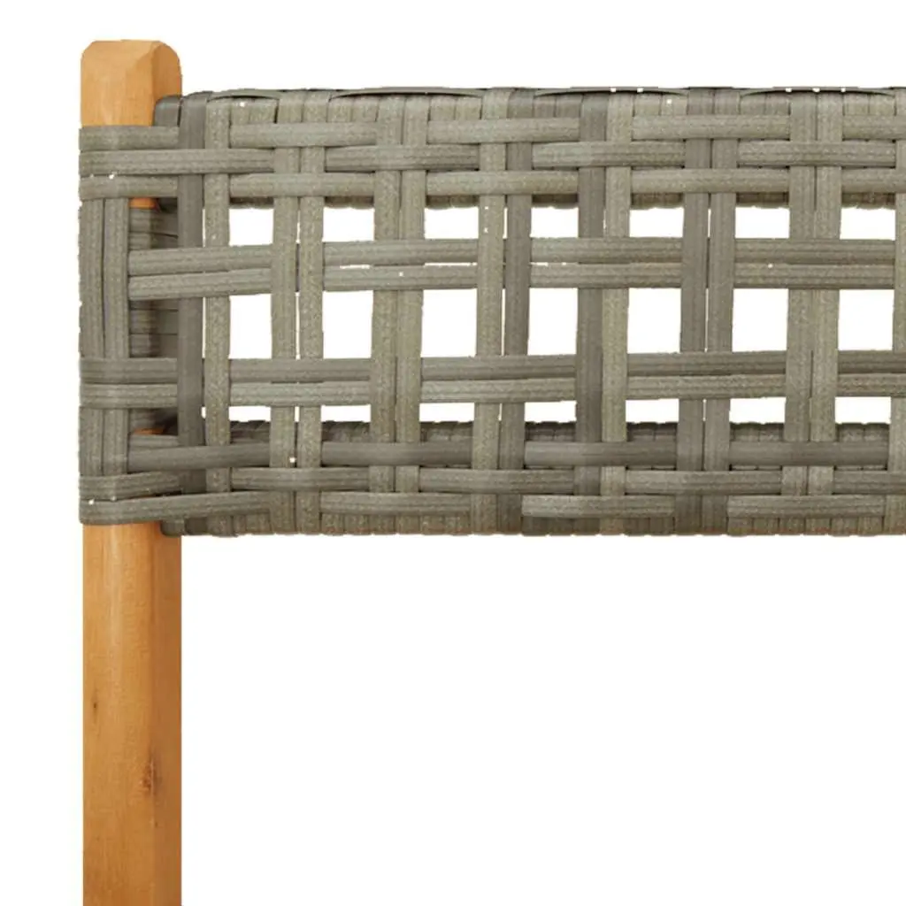 Outdoor Bistro Chairs 2 Piece Grey Folding Acacia Wood Rattan Weather Resistant