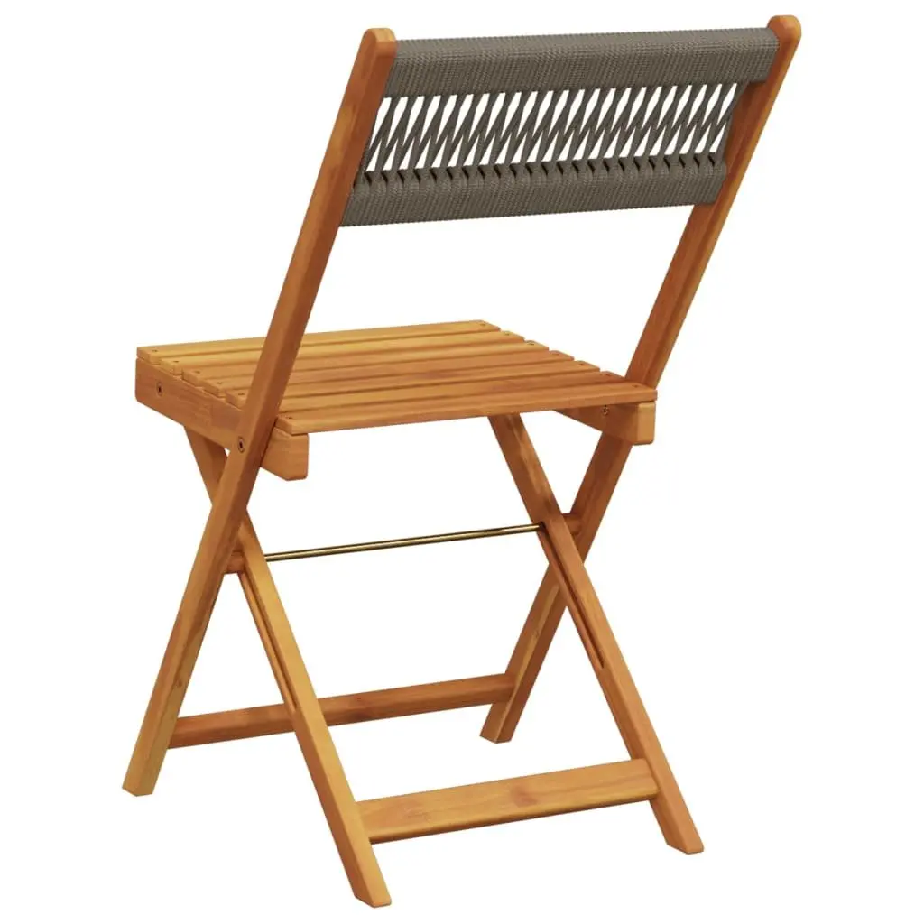Bistro Chairs 2 pcs Grey Outdoor Seating Folding Rope Backrest