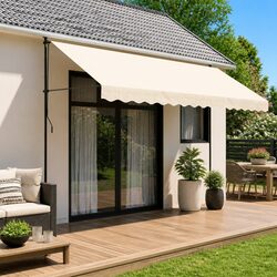 Stylish Cream Stripe Replacement Awning Valance Fabric 4m