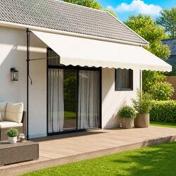 Elevate Your Outdoor Space with a Cream Stripe Awning Valance 4.5m