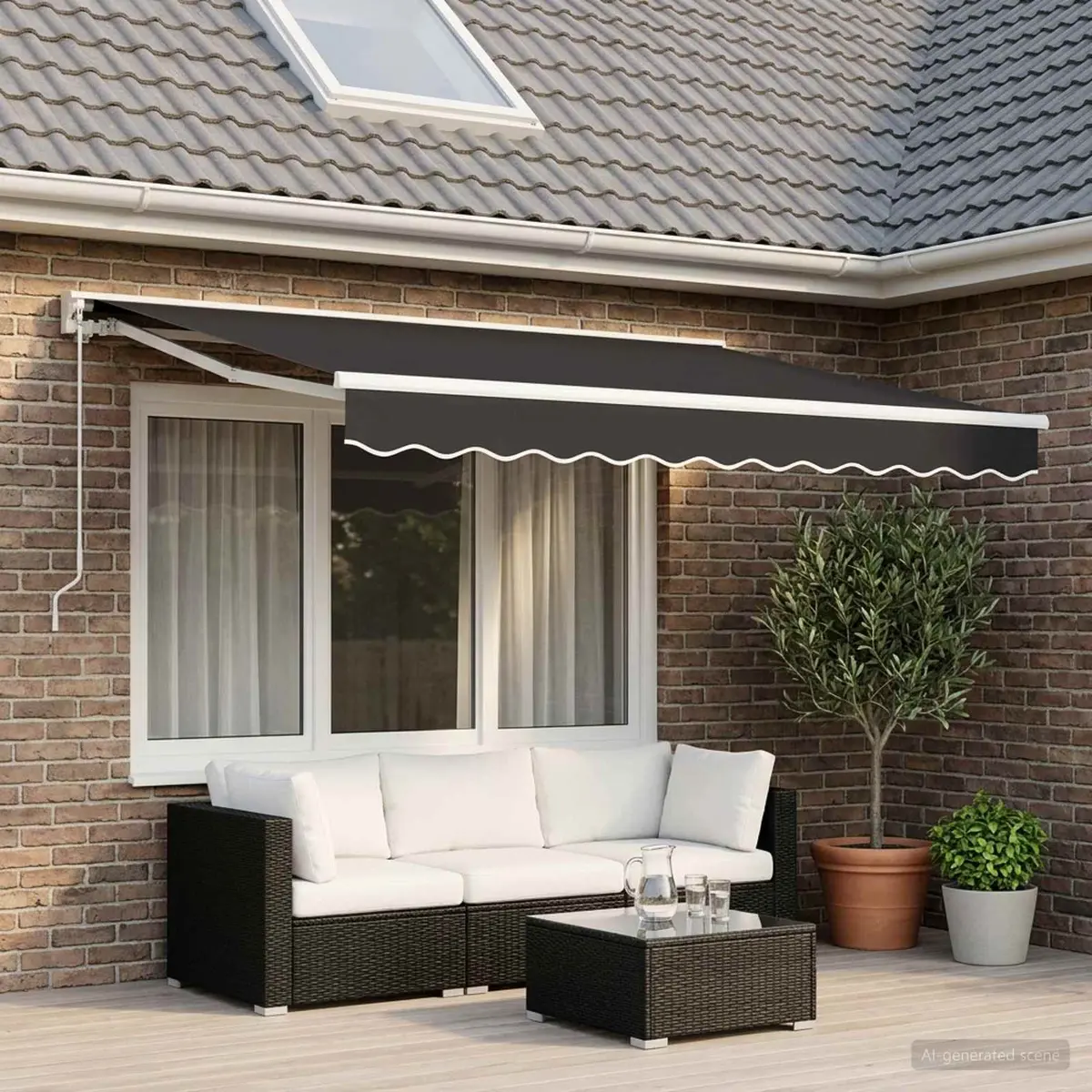 Replacement Awning Valance Fabric 3m Water and UV Resistant Anthracite Stripe