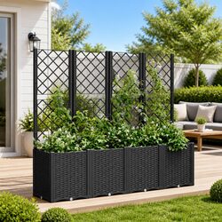 Outdoor Vertical Garden Box with Trellis - 160x40x140cm
