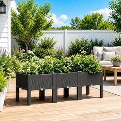 Elevated Garden Planter in Black for Stylish Outdoors 120x40x42cm