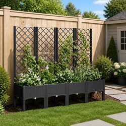 Garden Planter with Trellis Black 160x40x142cm Outdoor Climbing Plant Support