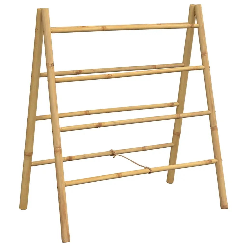 Double Towel Ladder 4 Rungs Bamboo Multifunctional Storage Rack for Bathroom Bedroom Hallway
