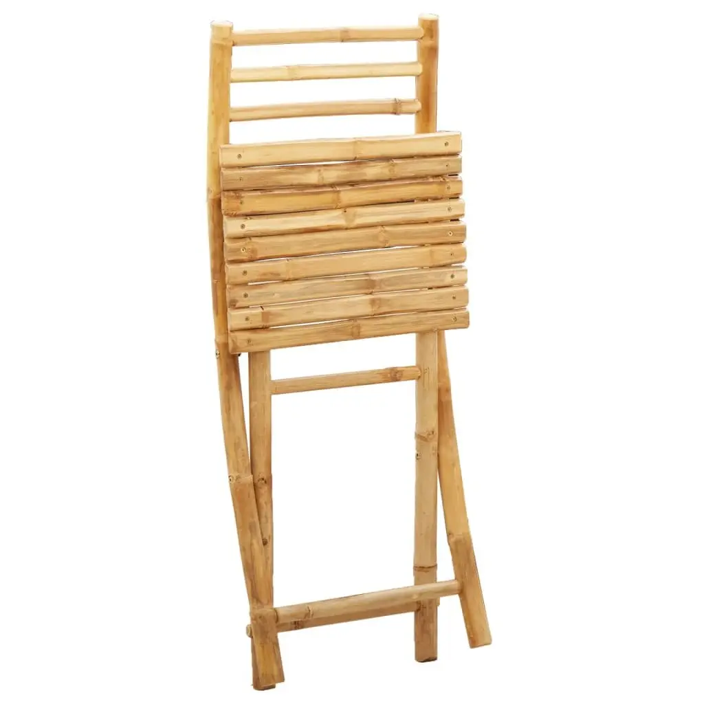 Folding Garden Chairs 2 Piece Brown Bamboo Outdoor Seating with Backrest