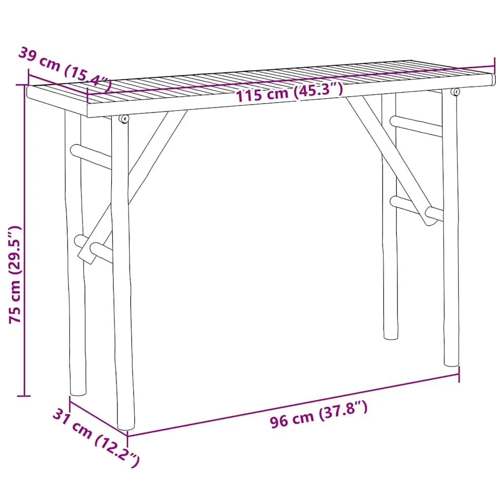 Console Table 115x39x75cm Bamboo Brown Lightweight Water-Resistant Indoor Outdoor Accent Stand