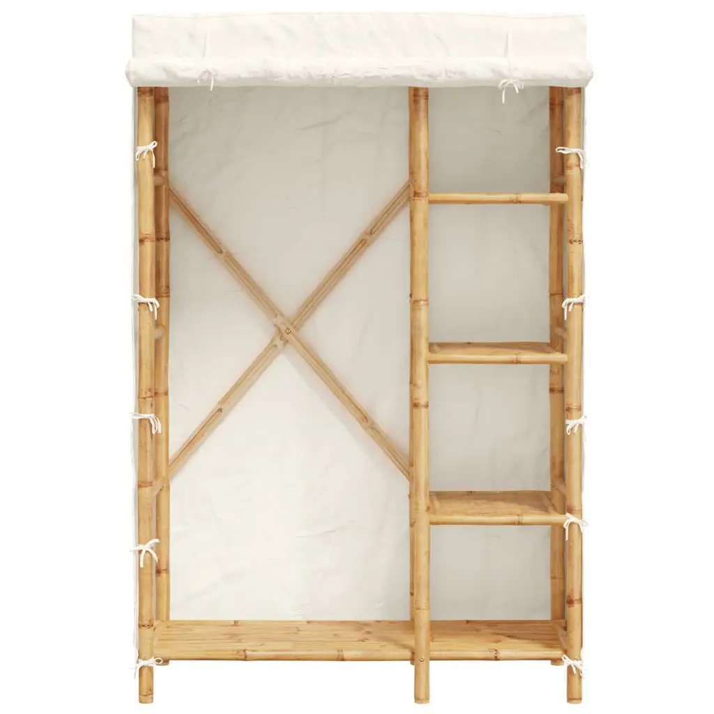Bamboo Wardrobe Cupboard 110x45x170cm 4 Shelves Clothes Organiser Storage Cabinet