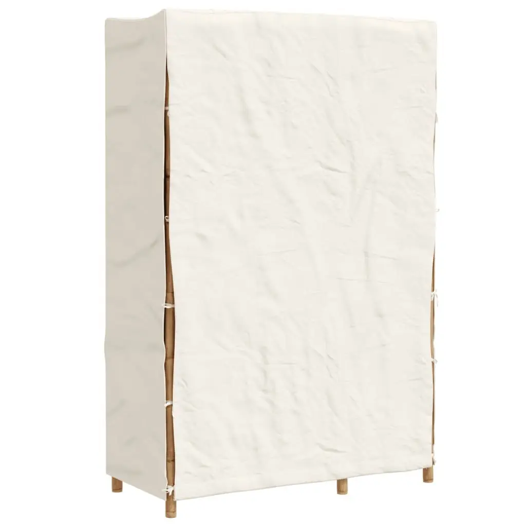 Bamboo Wardrobe Cupboard 110x45x170cm 4 Shelves Clothes Organiser Storage Cabinet