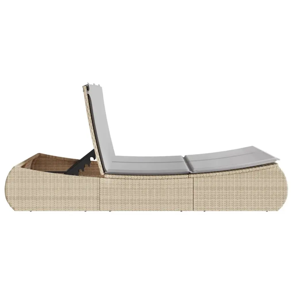 Double Sun Lounger Outdoor Garden Furniture Beige Adjustable Backrest with Cushions