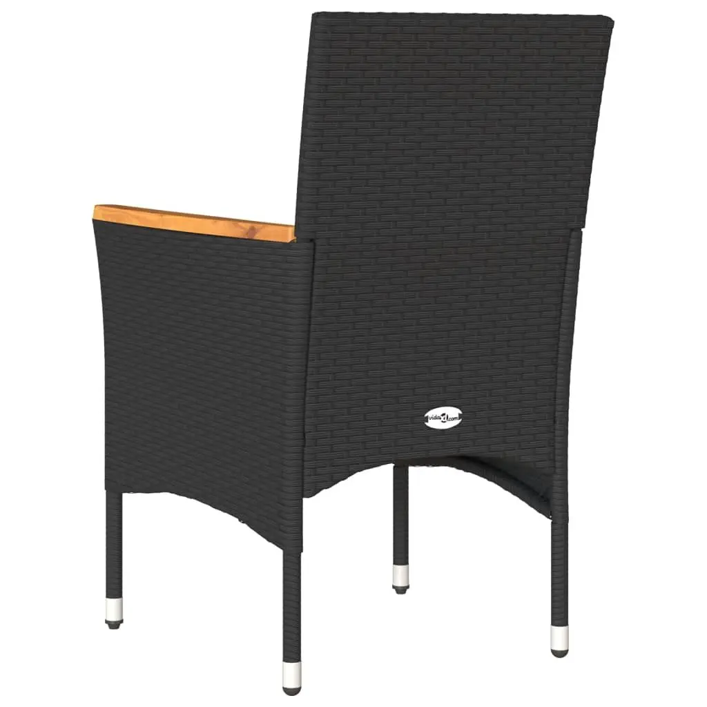 Outdoor Garden Chairs 2 pcs Black PE Rattan with Cushions