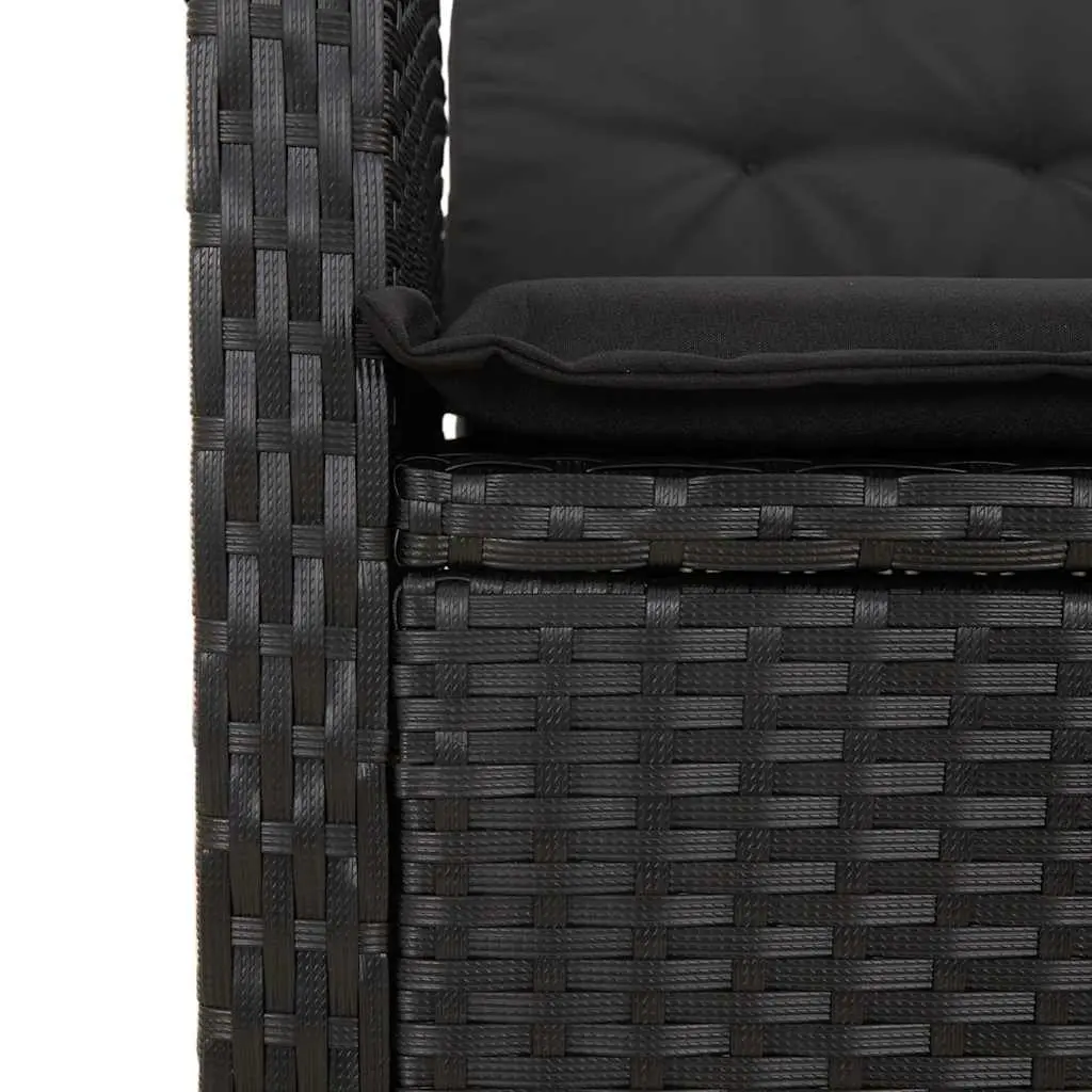 Reclining Garden Bench Black Adjustable Backrest with Cushions