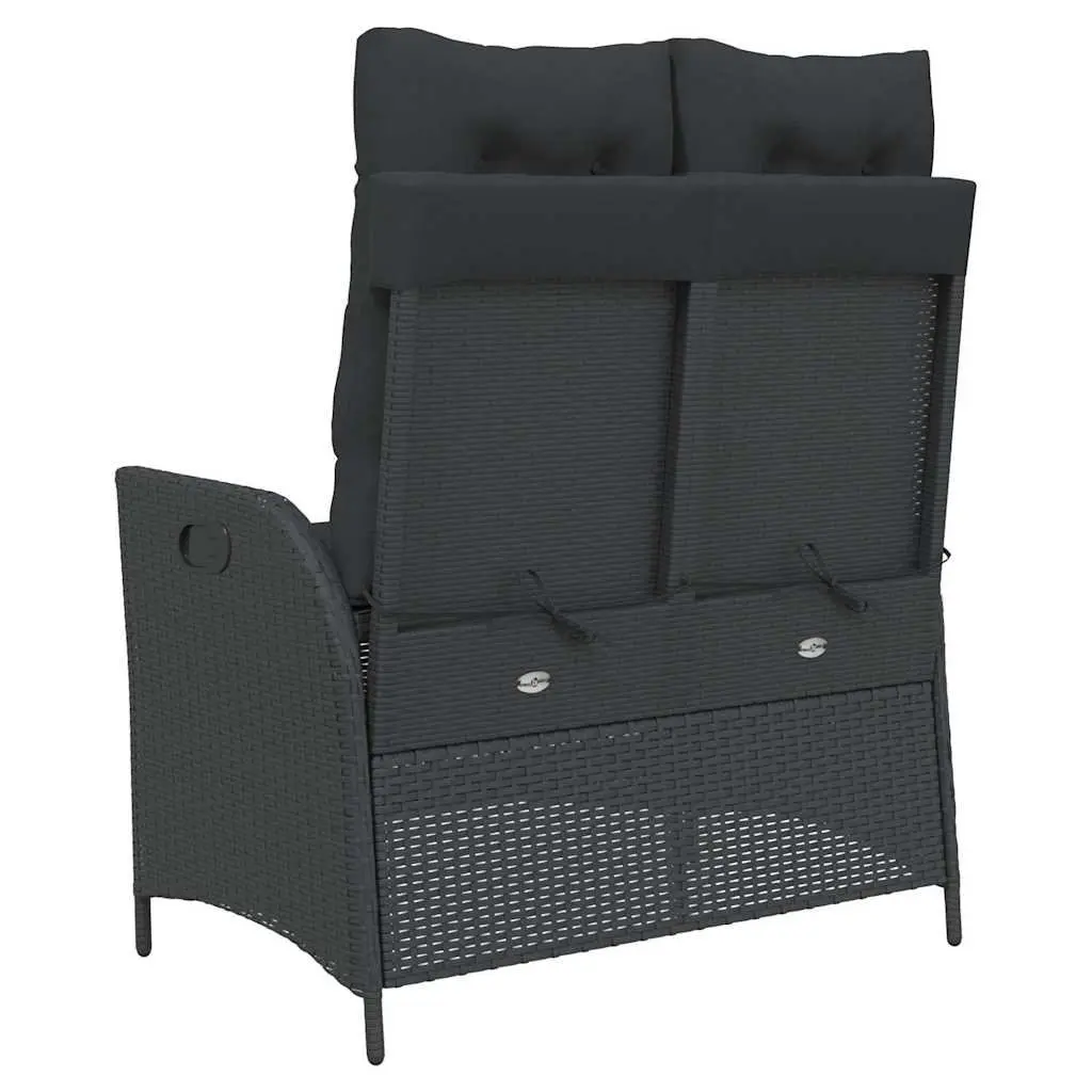 Adjustable Backrest Garden Bench Outdoor Seating with Cushions Black