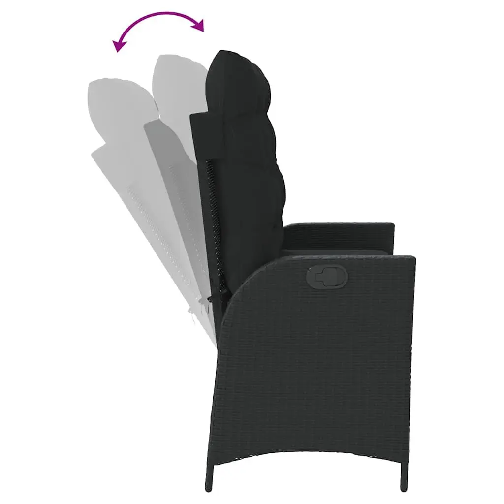 Adjustable Backrest Garden Bench Outdoor Seating with Cushions Black