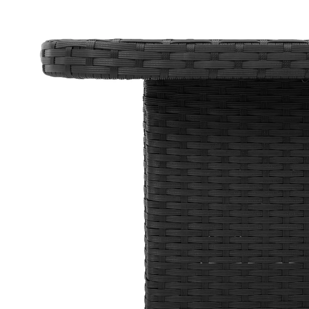 Garden Table 80x80x71 cm Black Adjustable Acacia Wood Poly Rattan Outdoor Patio Furniture