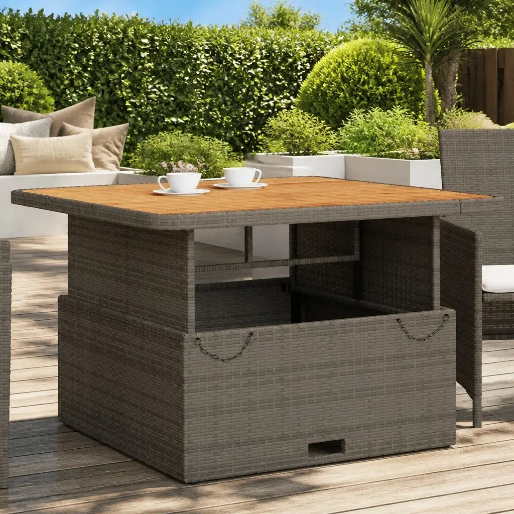 Garden Table 110x110 cm Grey Adjustable Tabletop Outdoor Patio Furniture