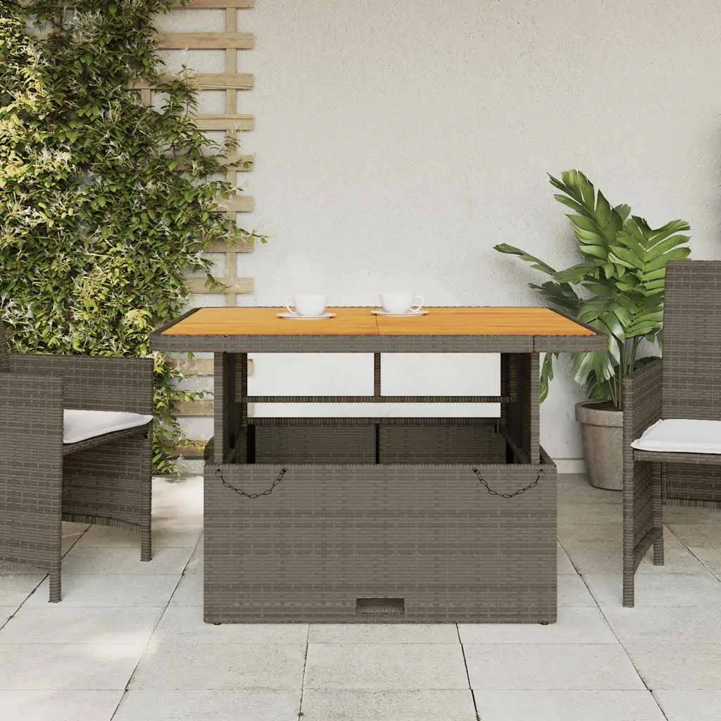 Garden Table 110x110 cm Grey Adjustable Tabletop Outdoor Patio Furniture