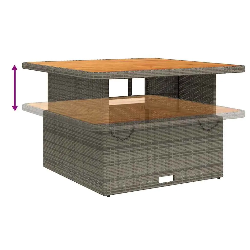 Garden Table 110x110 cm Grey Adjustable Tabletop Outdoor Patio Furniture