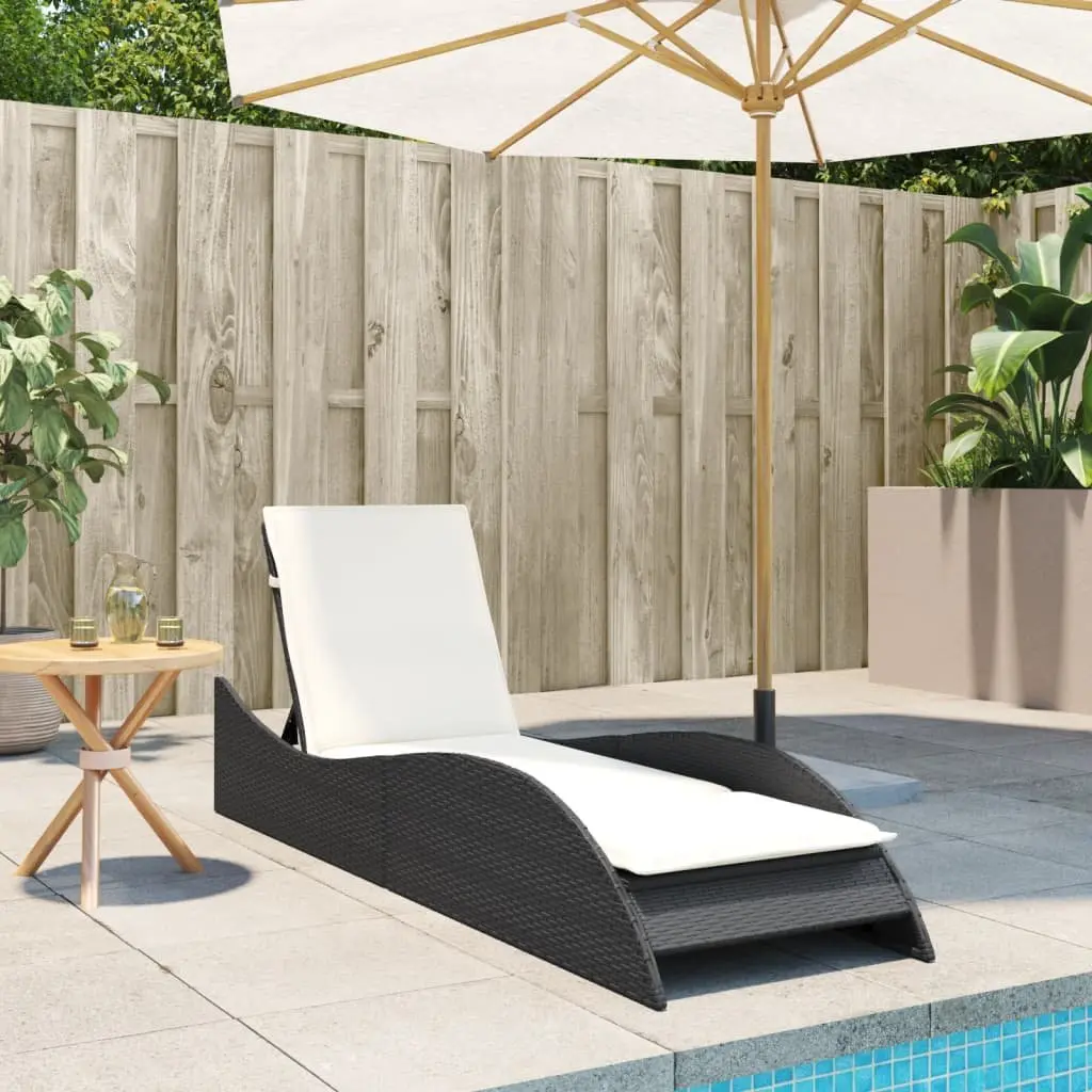 Sun Lounger Outdoor Lounge Chair Adjustable Backrest Thickly Padded Cushion Black
