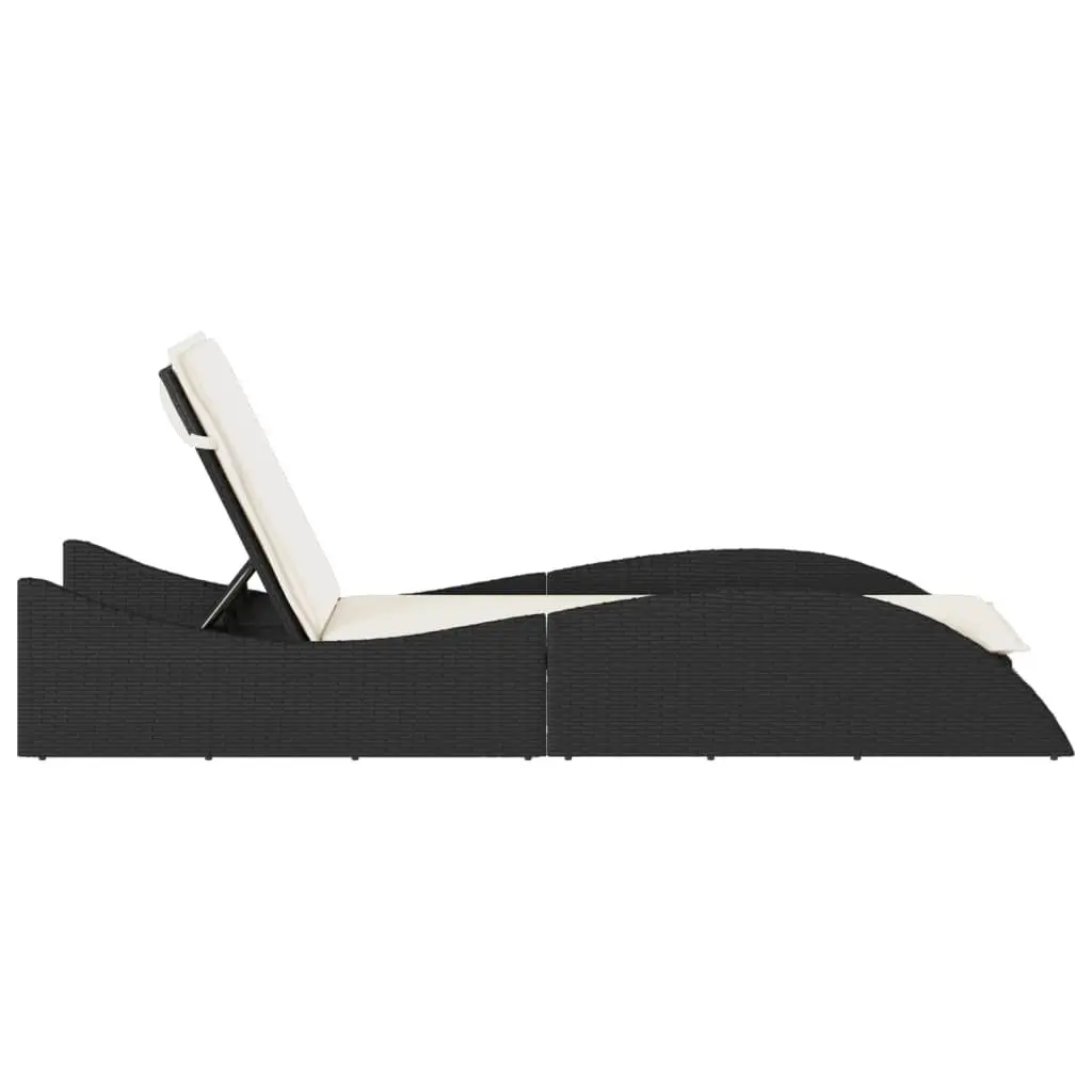 Sun Lounger Outdoor Lounge Chair Adjustable Backrest Thickly Padded Cushion Black