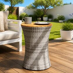 Grey Drum-Shaped Garden Side Table for Outdoor Living