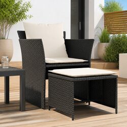 Stylish Garden Chair with Footstool in Black