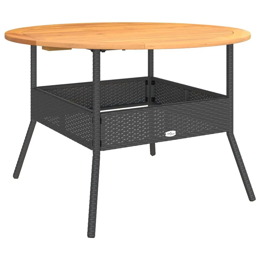 Garden Table 110cm PE Rattan Black Round Outdoor Patio Dining Coffee Table