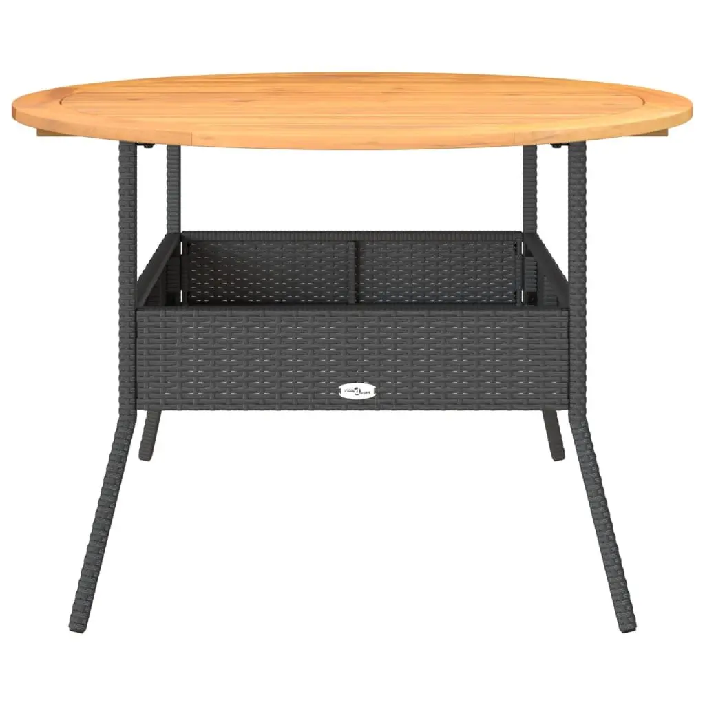 Garden Table 110cm PE Rattan Black Round Outdoor Patio Dining Coffee Table