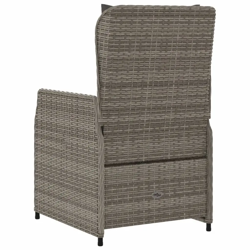 Reclining Garden Chairs 2 pcs Grey Adjustable Backrest Padded Cushions Poly Rattan