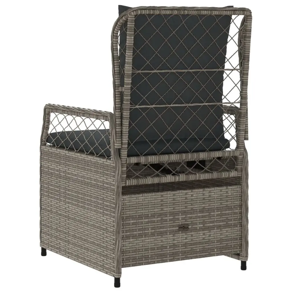 Outdoor Reclining Garden Chairs 2 Piece Grey PE Rattan Adjustable Backrest Cushioned