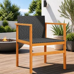 Black Poly Rattan Garden Chairs for Relaxation - Set of 2