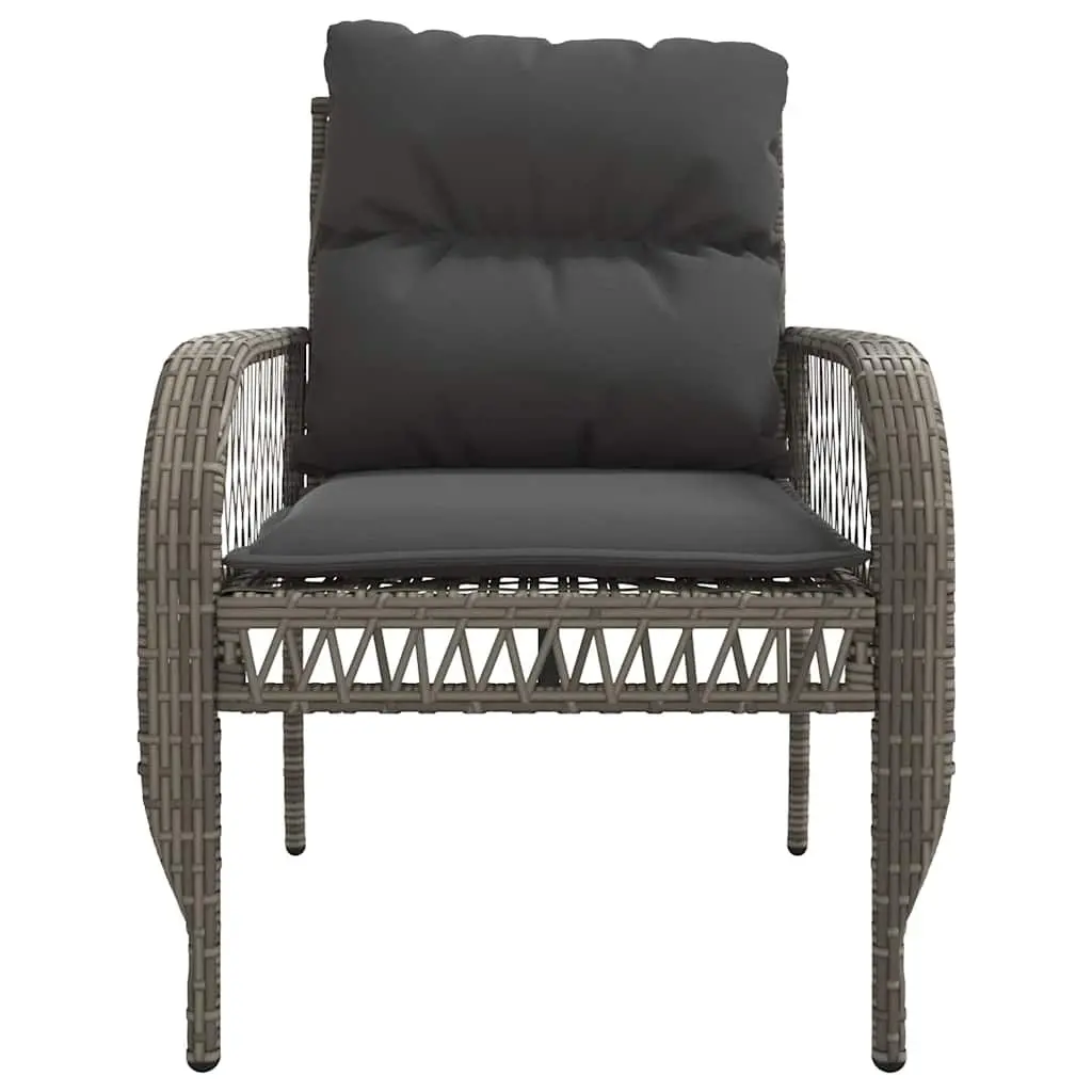 4 Piece Garden Sofa Set Grey Poly Rattan Outdoor Furniture with Cushions Glass Table