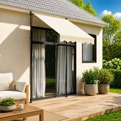Stylish Cream Retractable Awning for Your Outdoor Space