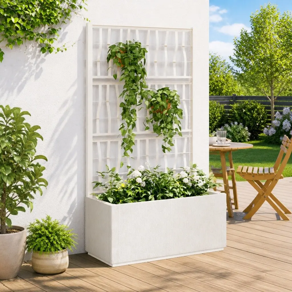 Garden Planter 80x36x140cm Integrated Trellis Climbing Plant Support Outdoor Pot