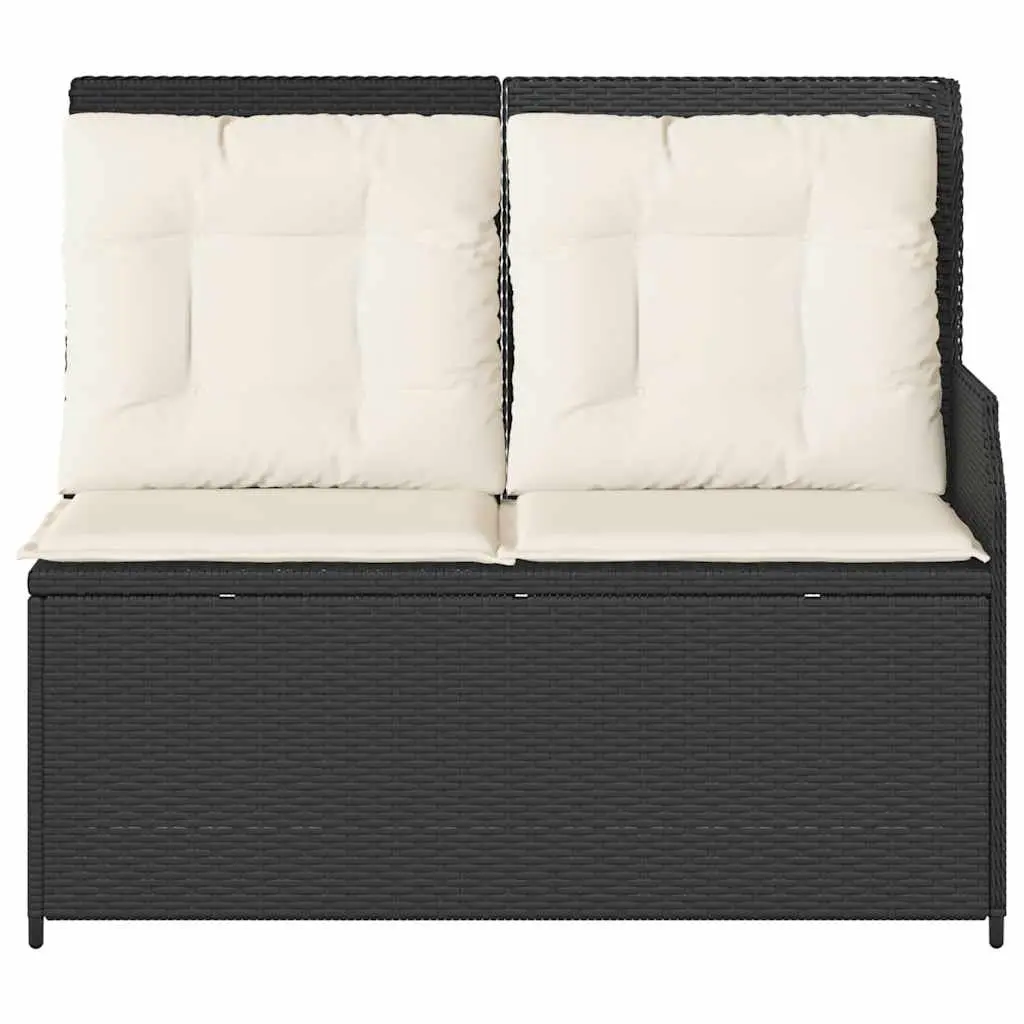 Outdoor Garden Bench Reclining Adjustable Backrest Padded Cushions Black