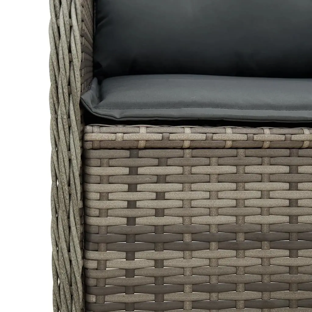 Garden Corner Sofa with Cushions Grey Poly Rattan Outdoor Seating