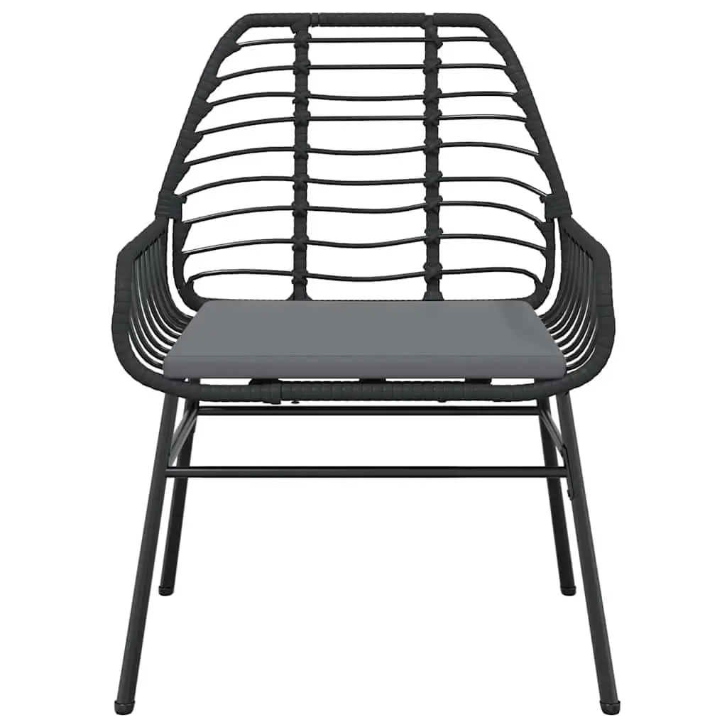 Outdoor Garden Chairs 2 Piece Set with Padded Cushions Black Poly Rattan Construction