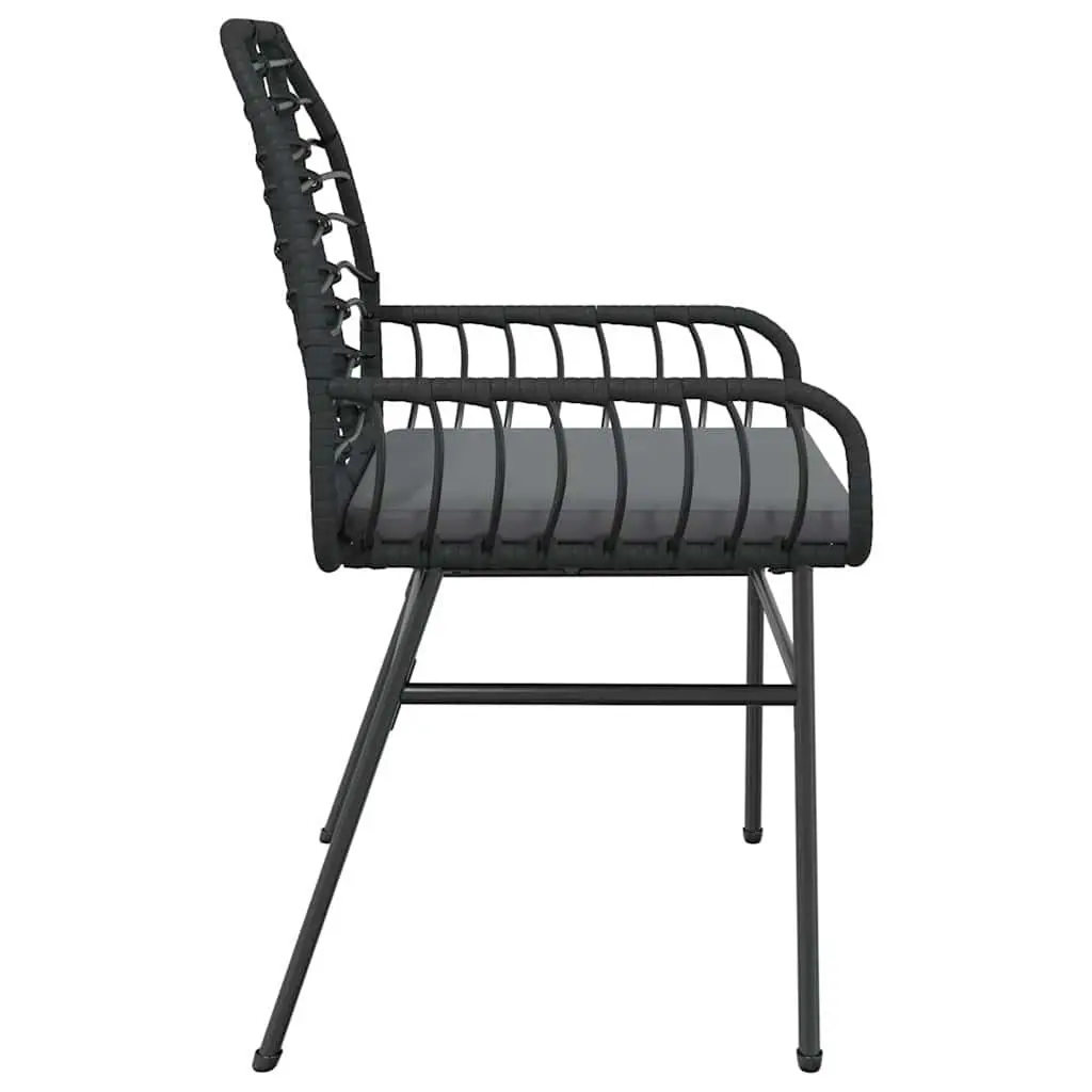 Outdoor Garden Chairs 2 Piece Set with Padded Cushions Black Poly Rattan Construction